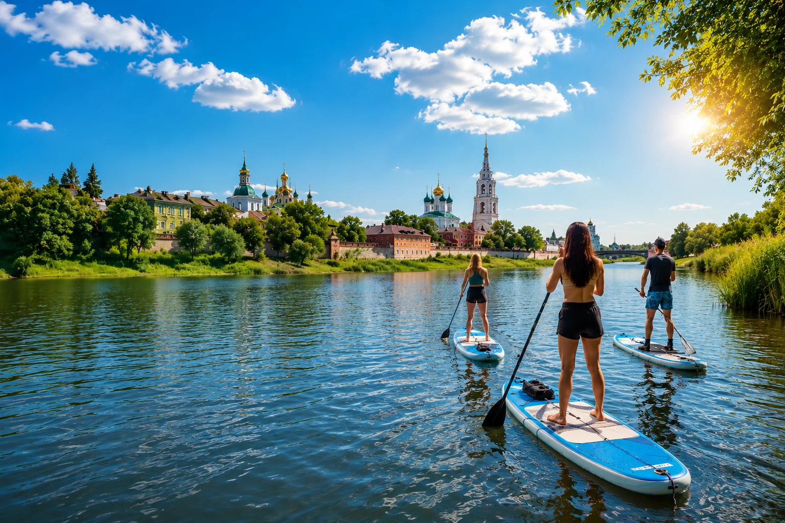 SUP ride on calm water in Kolomna